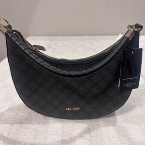 Nine West Black and Gold Crescent Bag